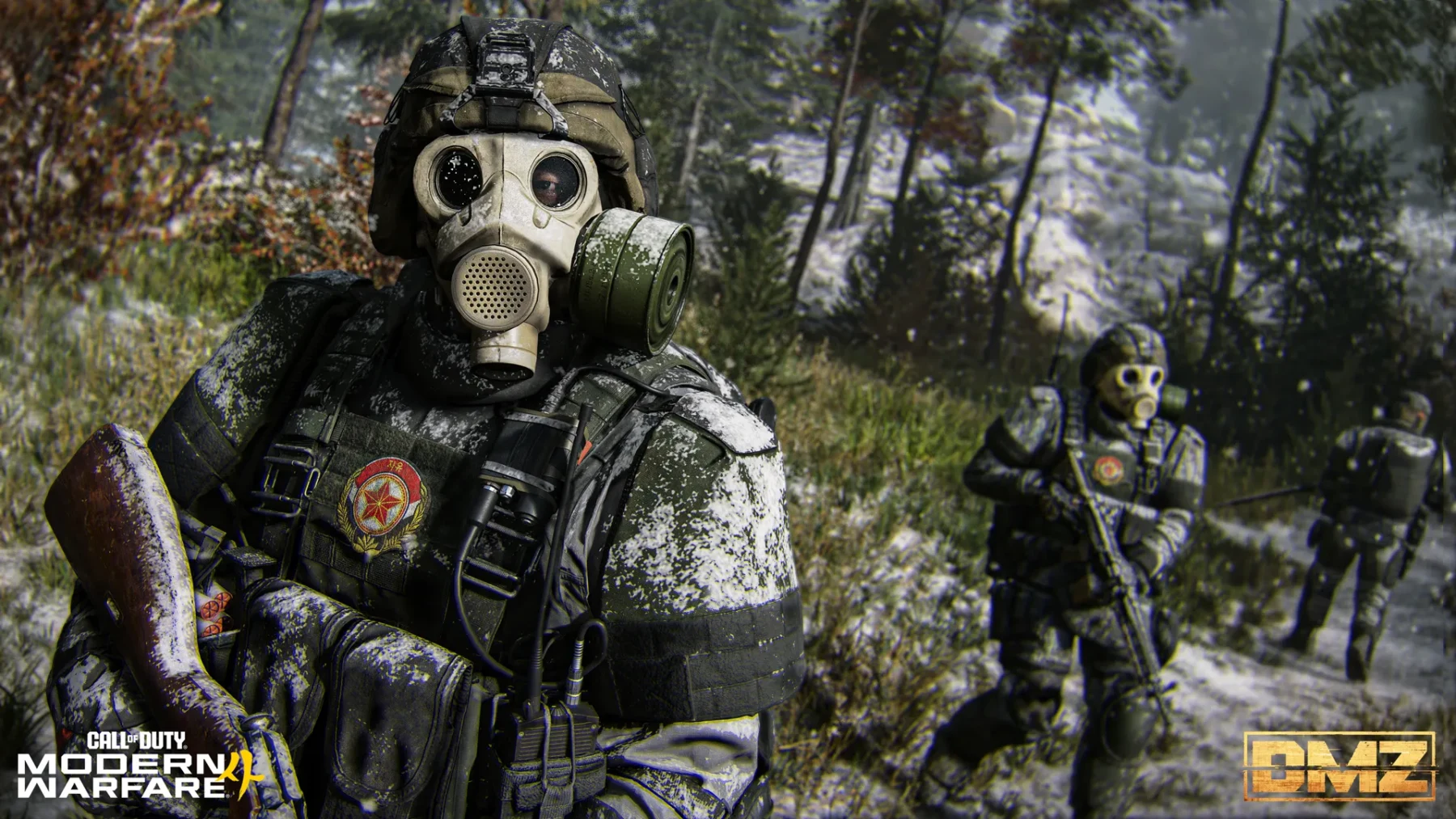 Operators move through the snowy Hajin Exclusion Zone in Modern Warfare 4 DMZ