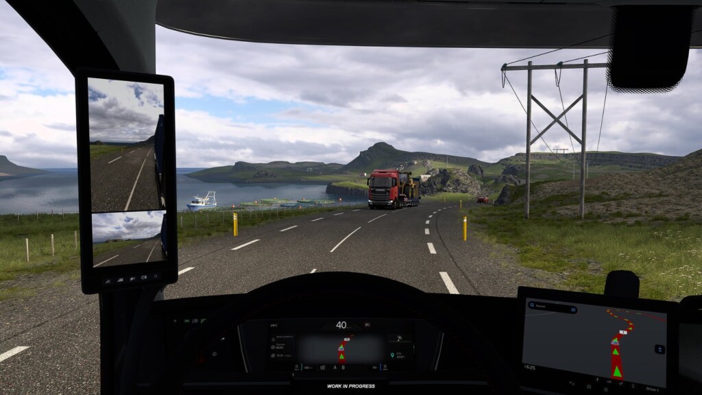 A truck on an Icelandic road in the Euro Truck Simulator 2 Iceland DLC