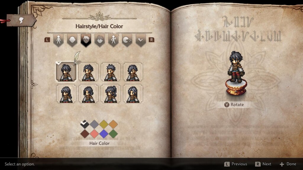Octopath Traveler 0 character customization screen