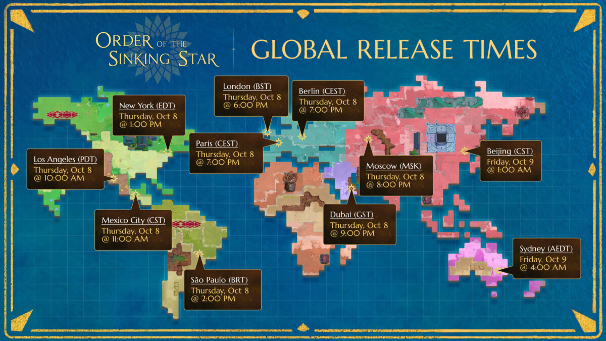 Order of the Sinking Star: Global Release Times & More!
